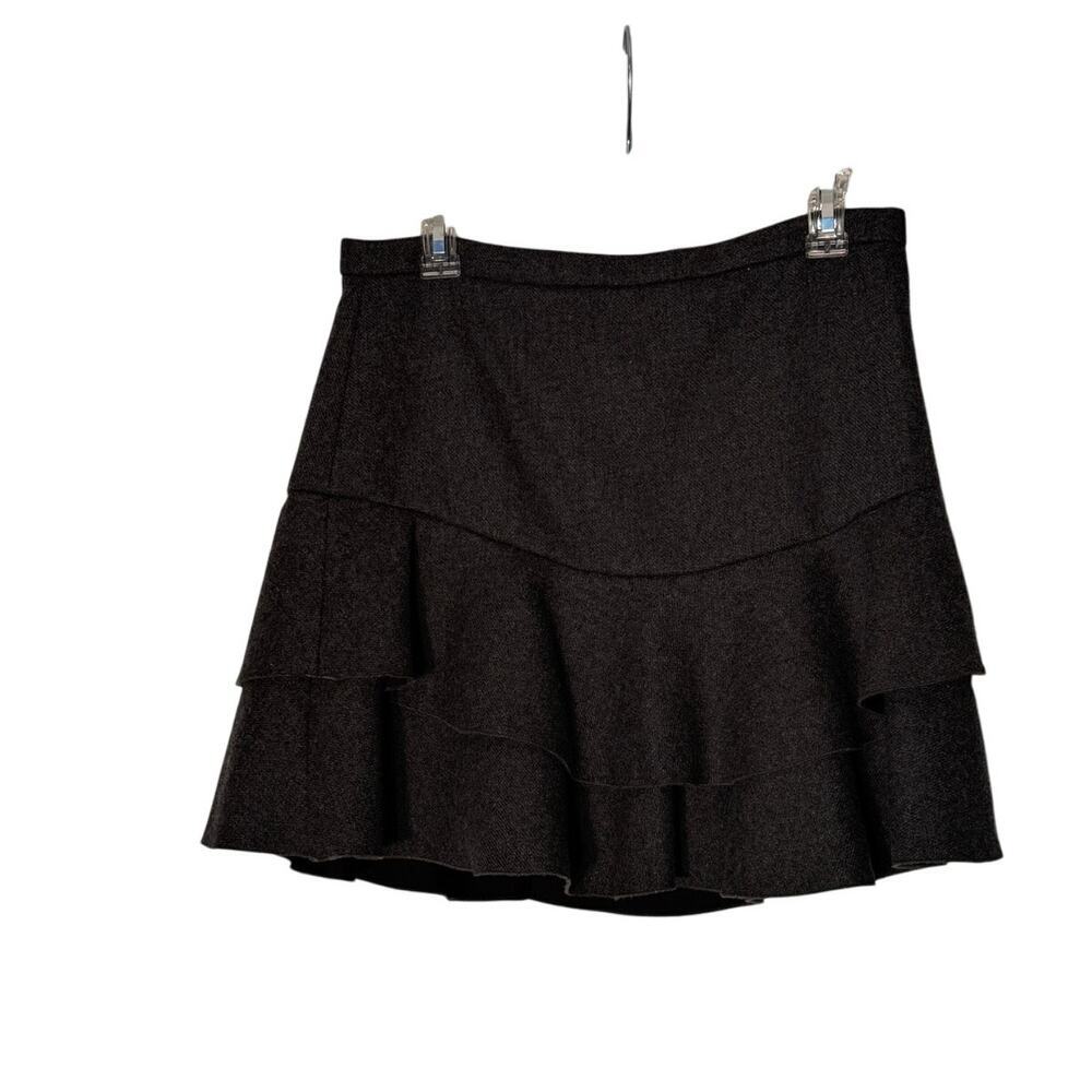 J Crew Wool Gray Mini Ruffled Skirt Women's‎ Size 4